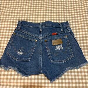 Wrangler Blue Distressed Denim Cutoff Shorts